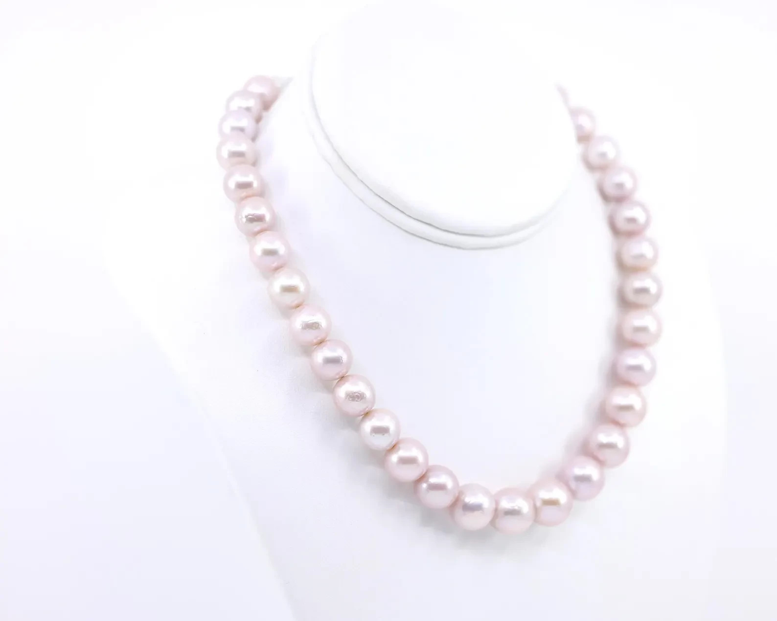 Baby Pink Edison Pearl Necklace | Sterling Silver Statement Strand | Graduated