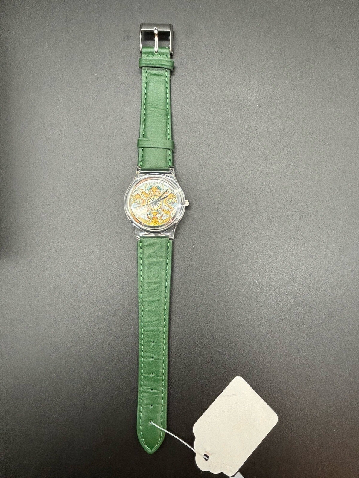 Vera Pelle Made In Italy Wrist Watch Green Strap Stainless Steel READ