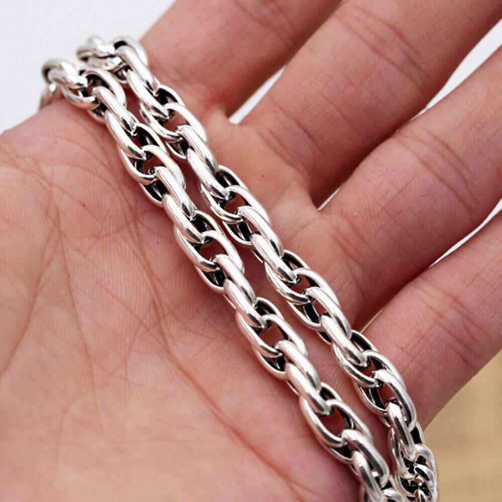 Pure S925 Sterling Silver Necklace Men 6mm Twist Rope Link Chain 57-58g 23.6inch