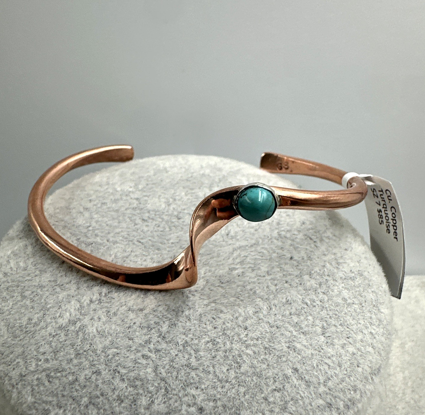 Navajo Cuff Turquoise Copper Stackable Yolanda G Skeets Modern Abstract New