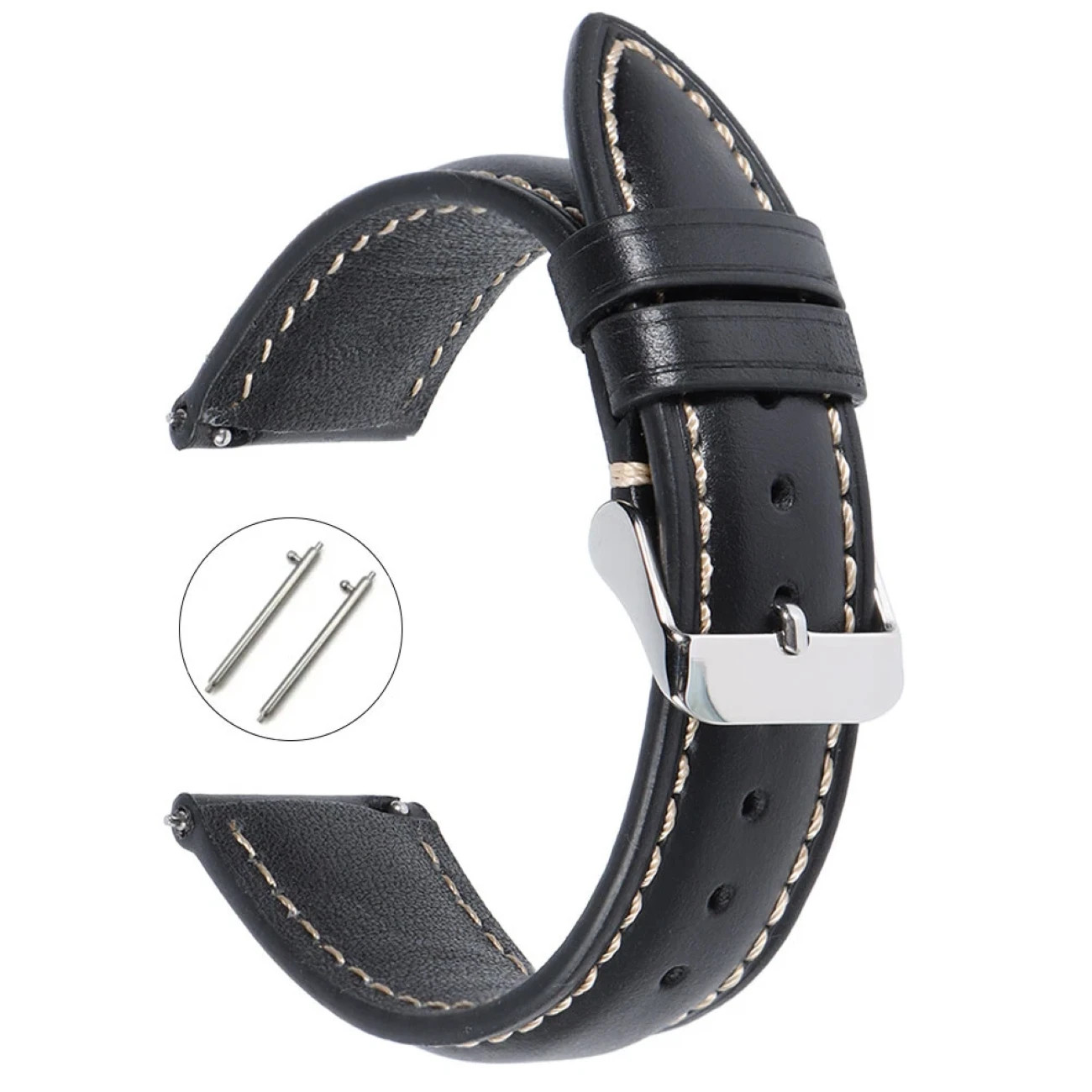 18mm 19mm 20mm 21mm 22mm Men’s Genuine Leather Watch Strap Band Quick Release