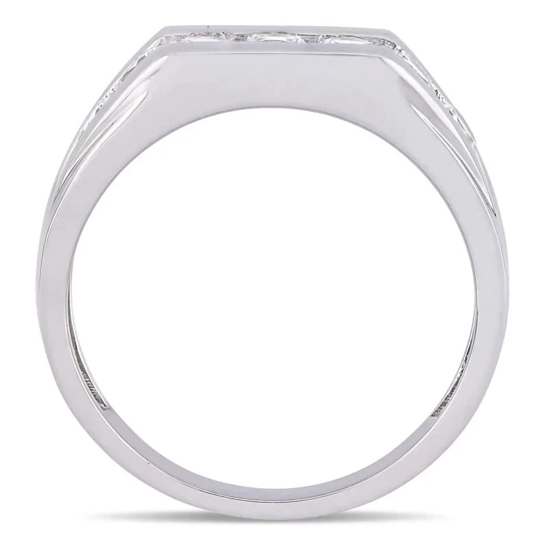 Men’s 2 Ct Round Cut Lab Created Channel Set Wedding Ring 14k White Gold Plated