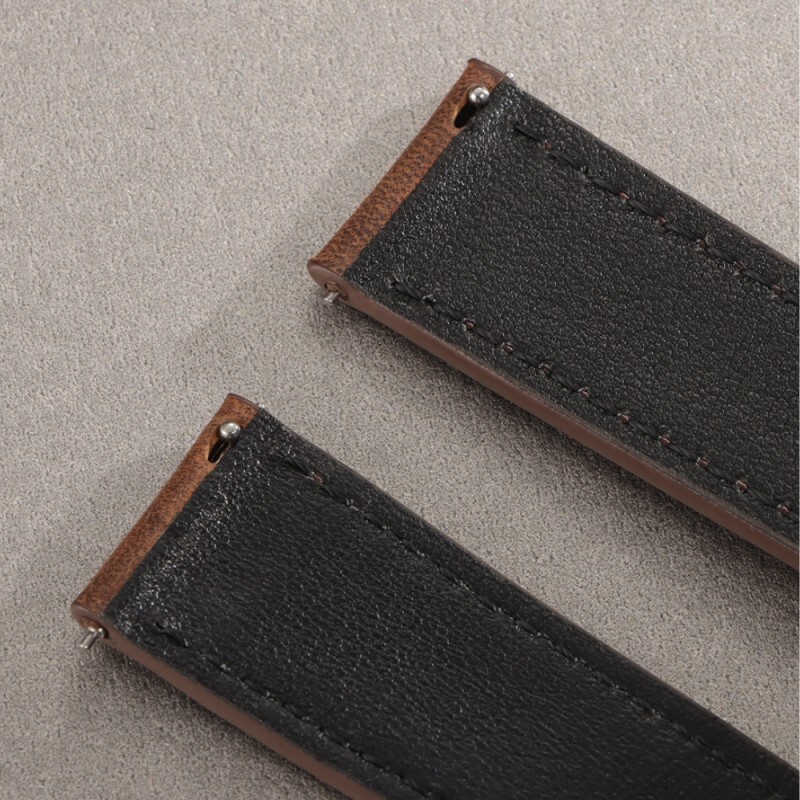 Quality Genuine Leather Watch Band 18mm-24mm Quick Release Strap Butterfly Clasp