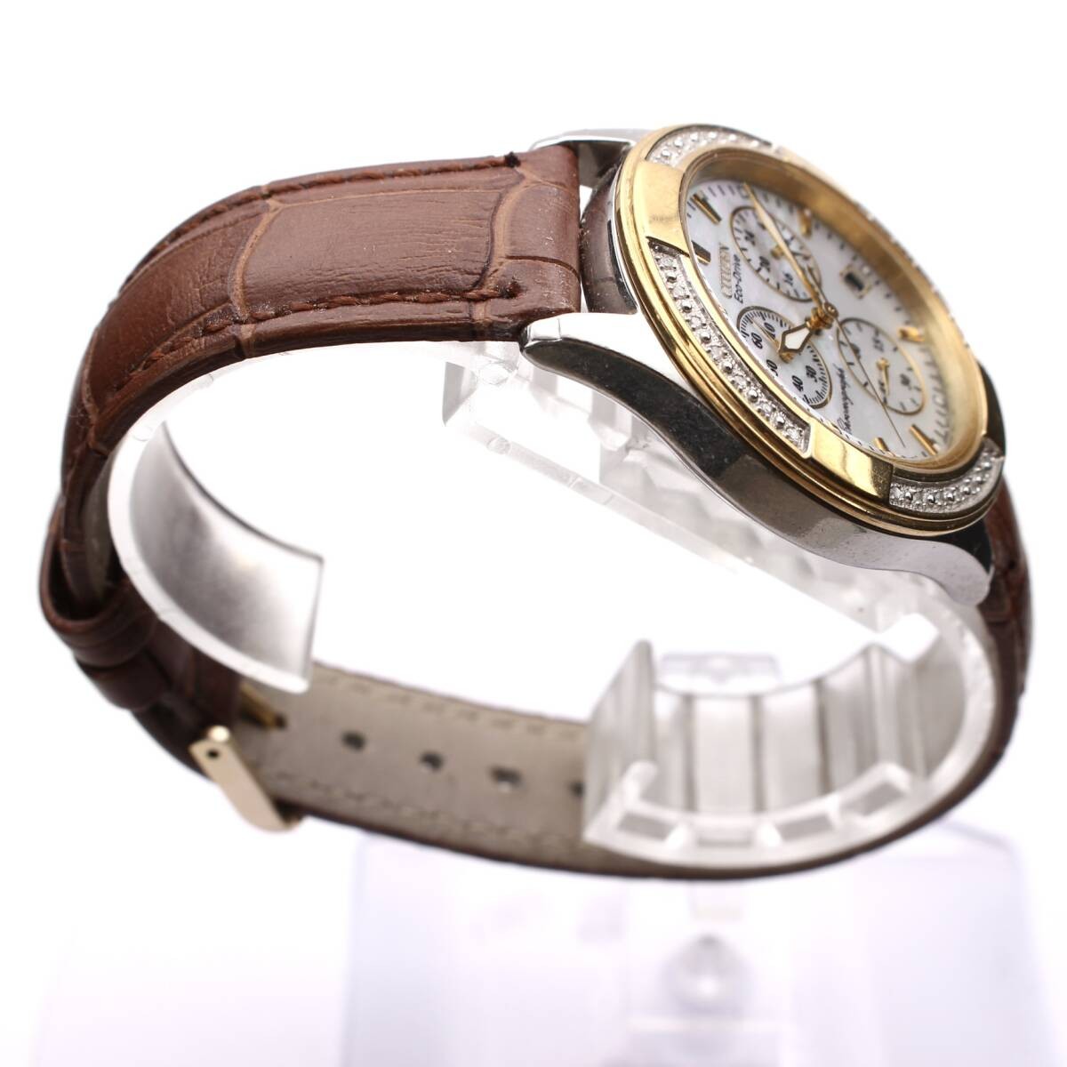 CITIZEN Eco-Drive H504-S079136 MOP Dial Chronograph Women’s Watch Stone Bezel