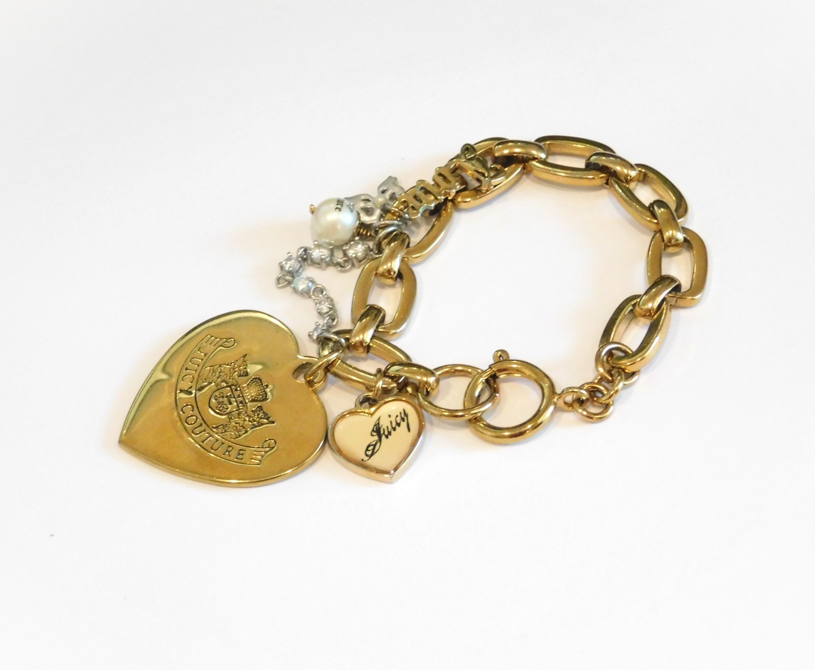 Juicy Couture Love Script “Let Them Eat Couture” Gold Charm Bracelet