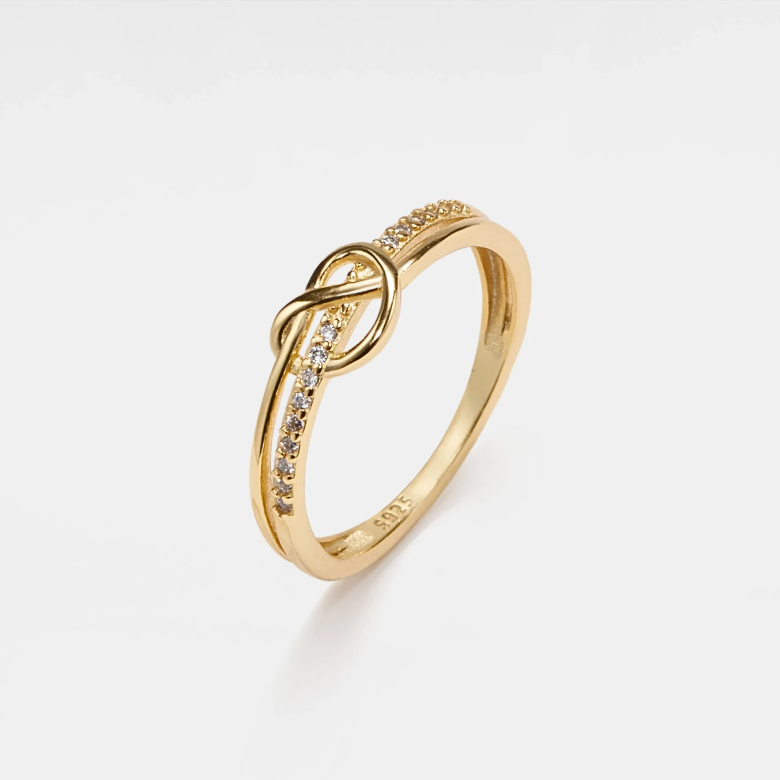 Double Band Heart Knot Stacking Ring in 925 Sterling Silver