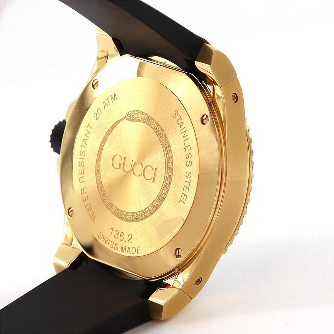 Gucci Dive GP 136.2 Watch Gold Plated Rubber Band Quartz From Japan