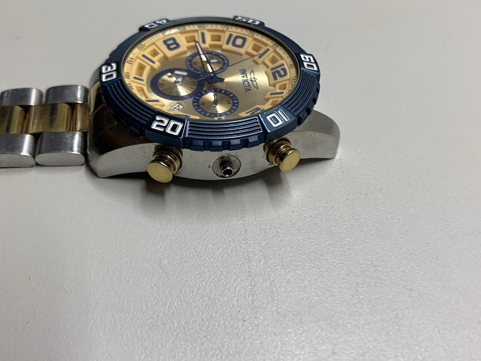 Invicta Pro Diver Tritnite Night Glow Flame Fusion Blue Gold Untested AS IS
