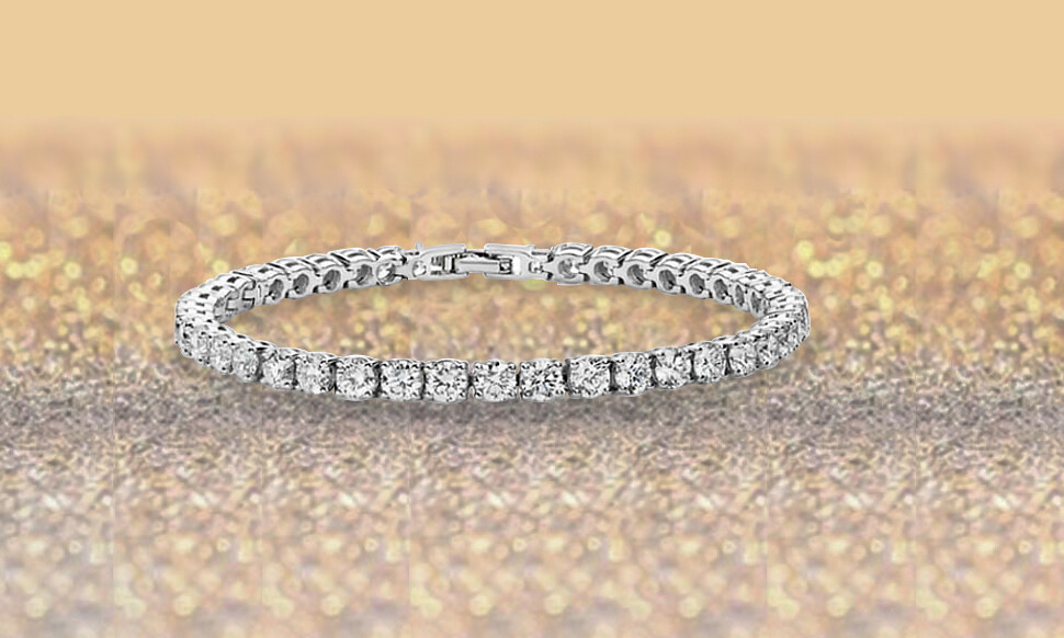 Women’s 4MM Round Cubic Zirconia Tennis Bracelet 7.5 Inch – Swarovski Elements