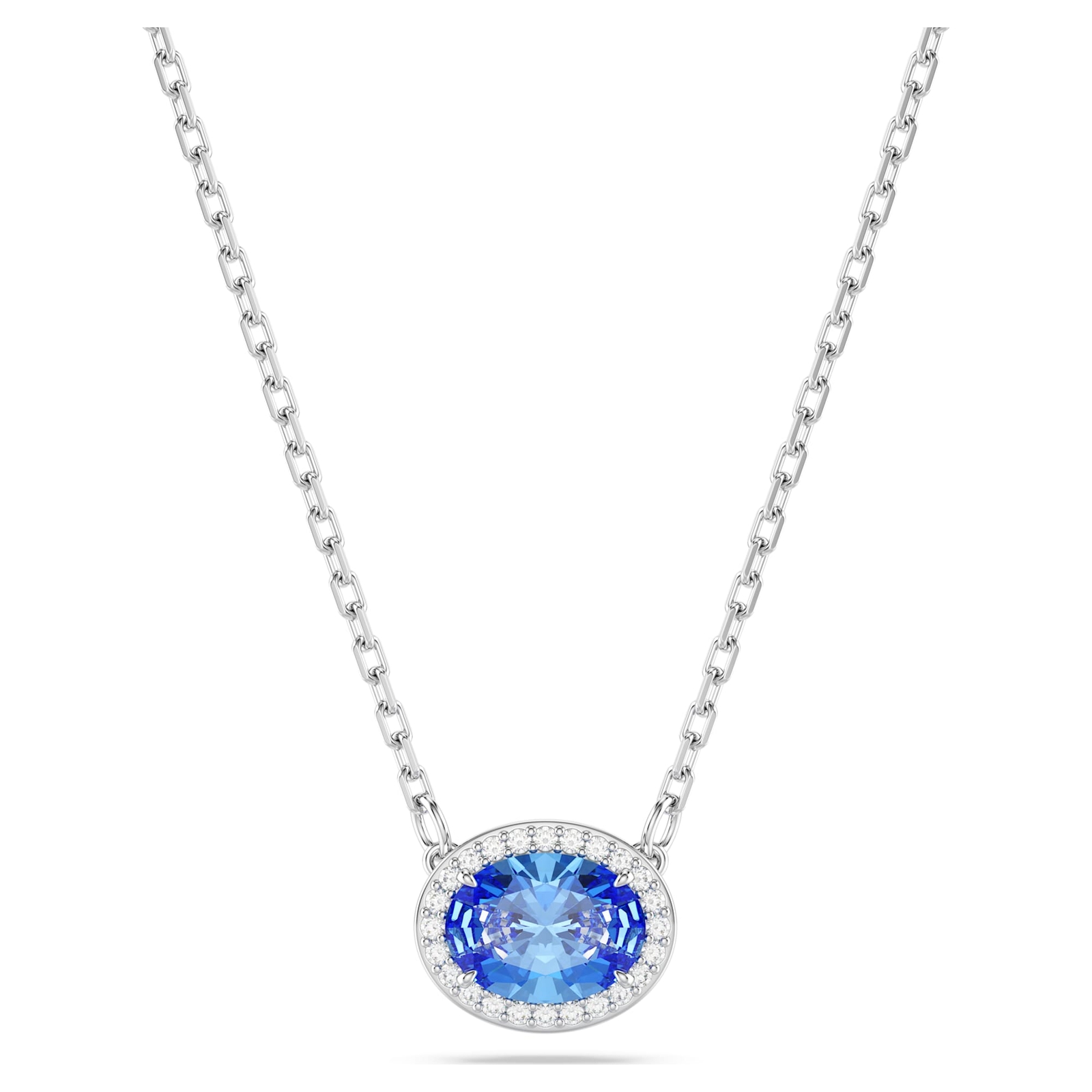 Swarovski Una Angelic Necklace Oval Cut, Blue, Rhodium Plated 5671809