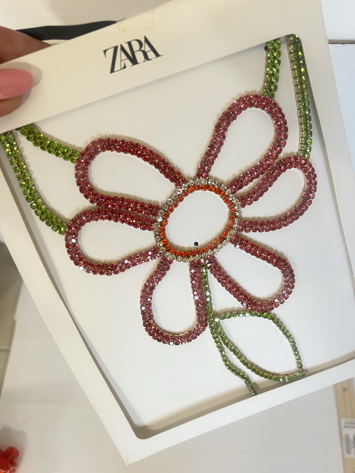 New ZARA Daisy Rhinestone Statement Necklace Special Occasion Unique Y321c