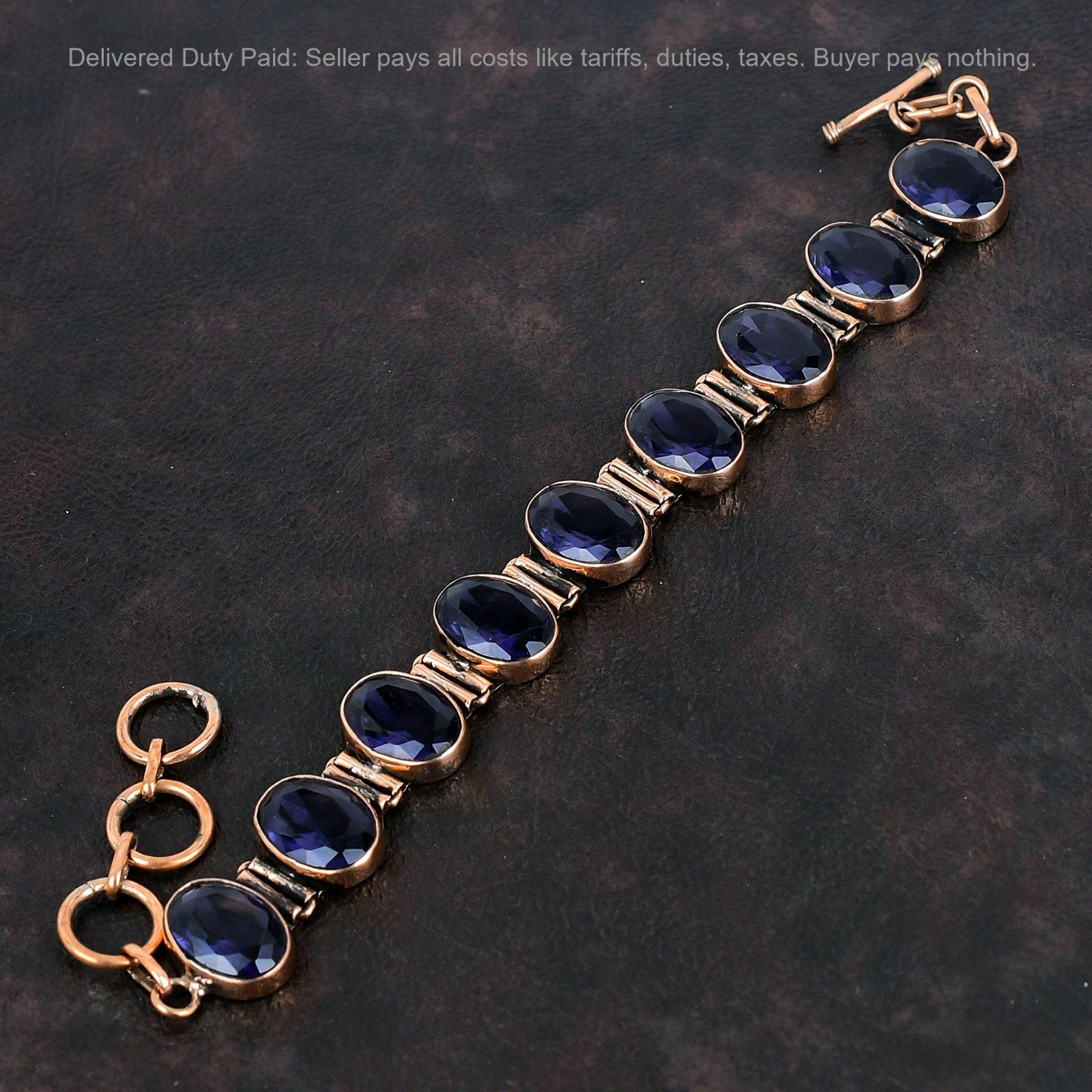 Copper African Amethyst Gemstone Bezel Anniversary Mother Engagement Bracelet