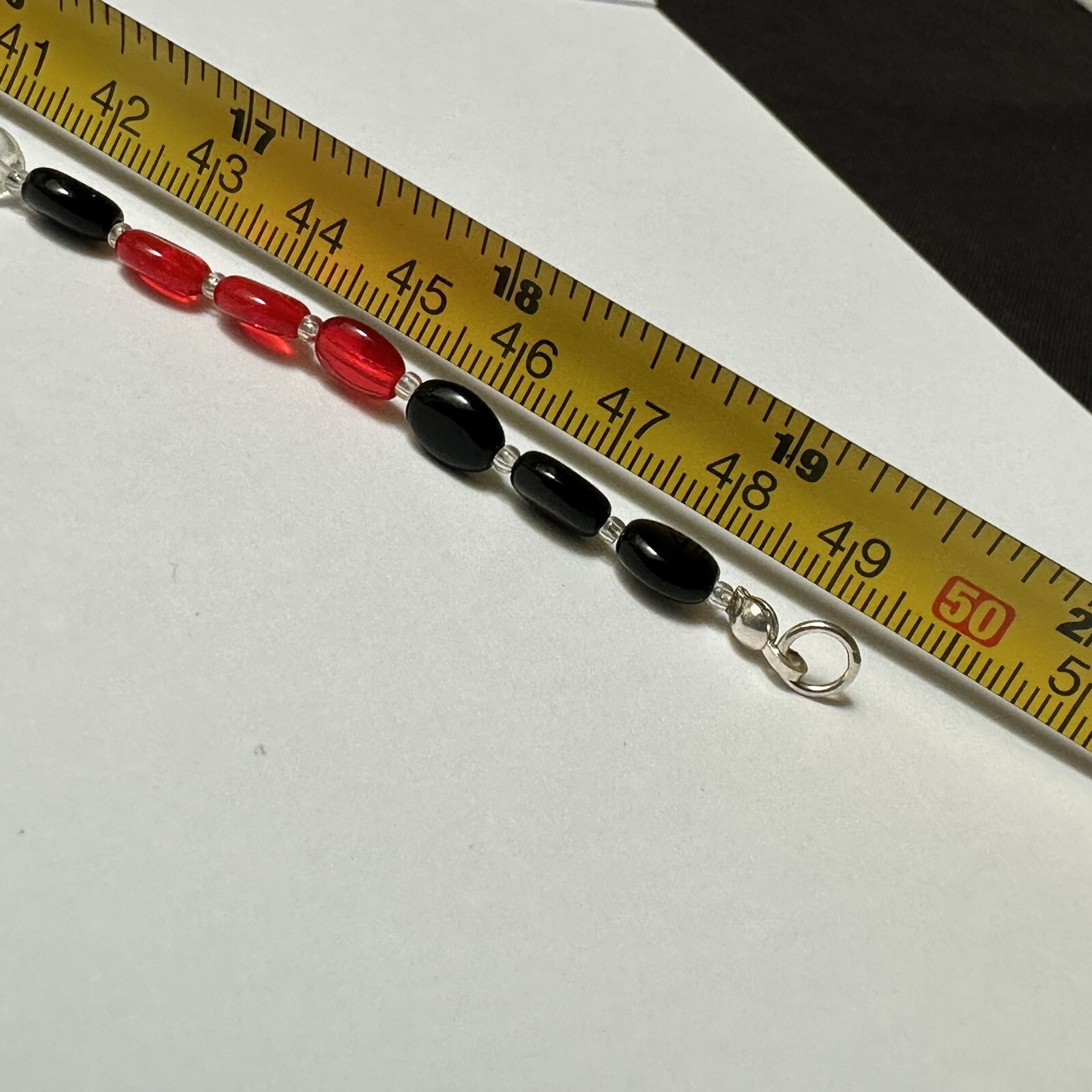 Black & Red Beaded Pierced Dangle Earrings & Necklace 19 1/2 Inch