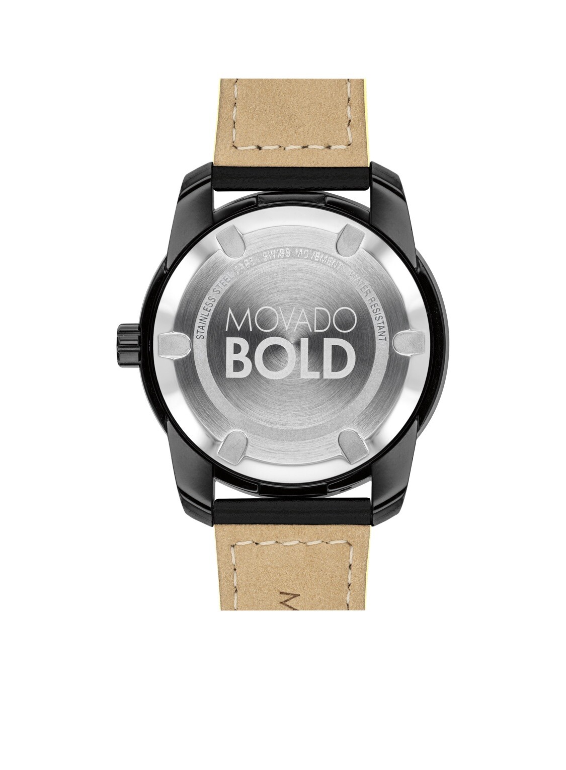 Brand New Movado Bold Men’s Verso Black Dial Black Leather Strap Watch 3600696