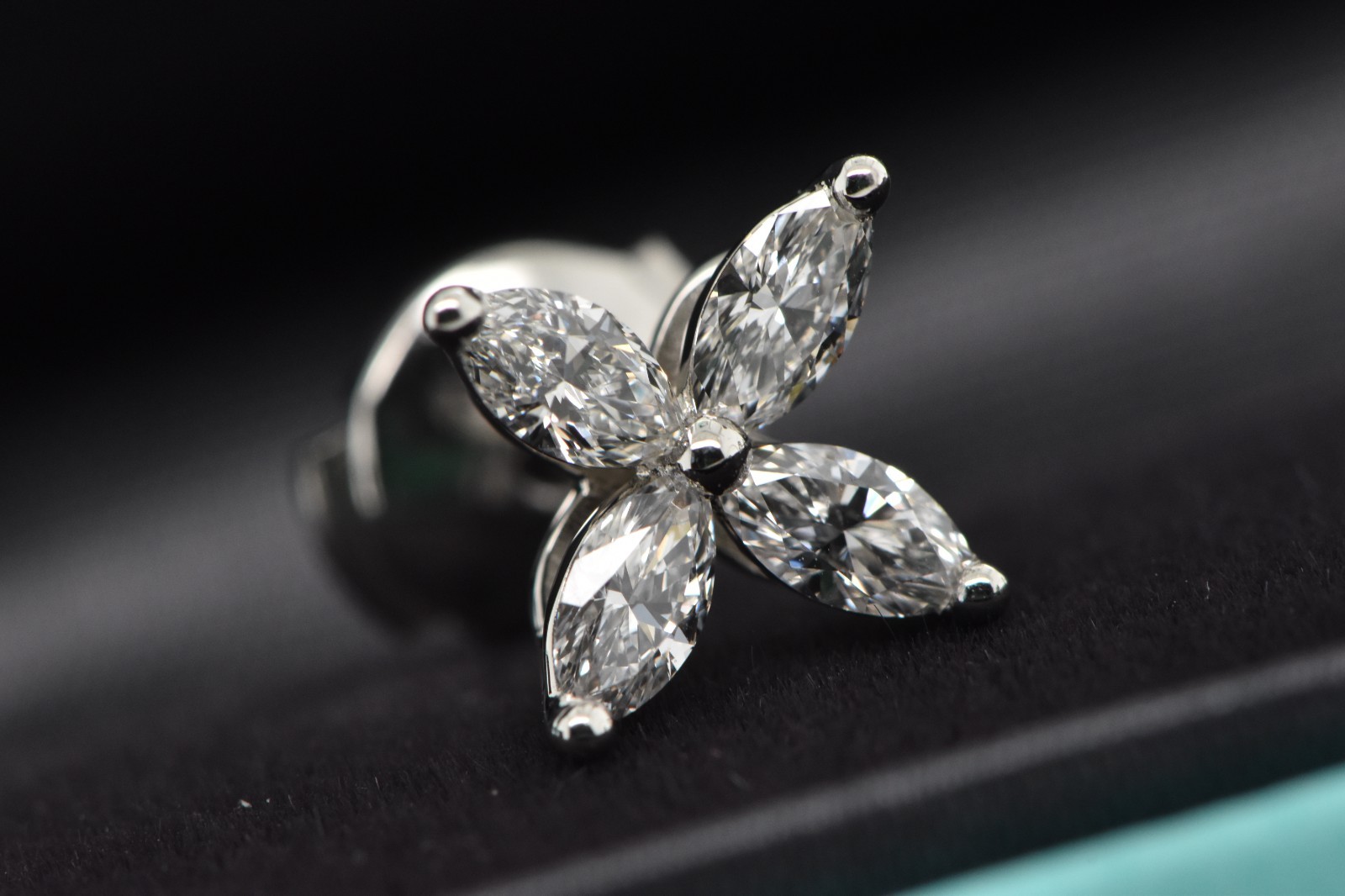 Tiffany & Co. Victoria Earrings Platinum with Marquise Diamonds .92 CTW Set