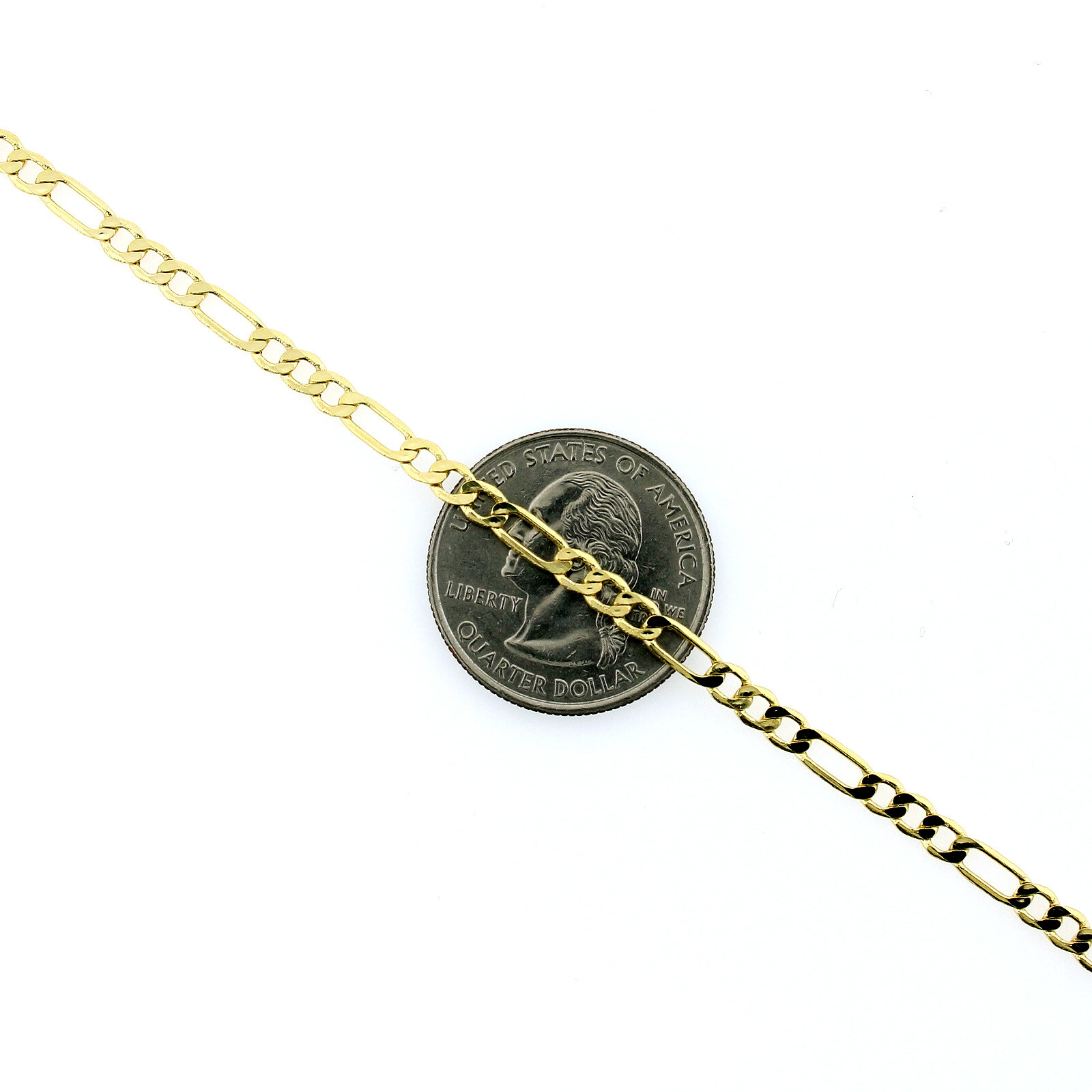 Real 10K Yellow Gold Figaro Link Chain Necklace 2.5mm 16″ 18″ 20″ 22″ 24″ 26″