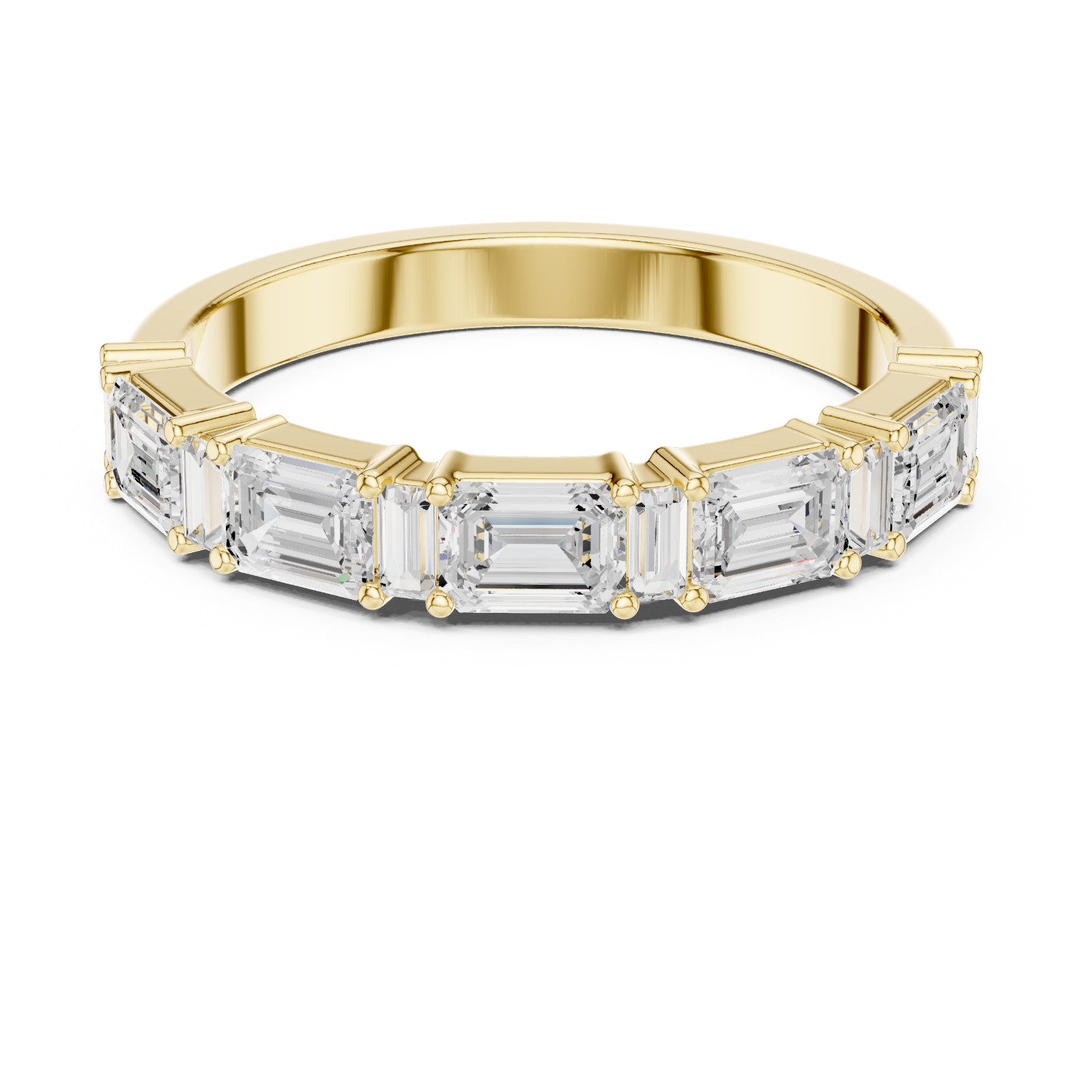 0.85 CT Emerald & Baguette Lab Grown Diamond Modern Wedding Band