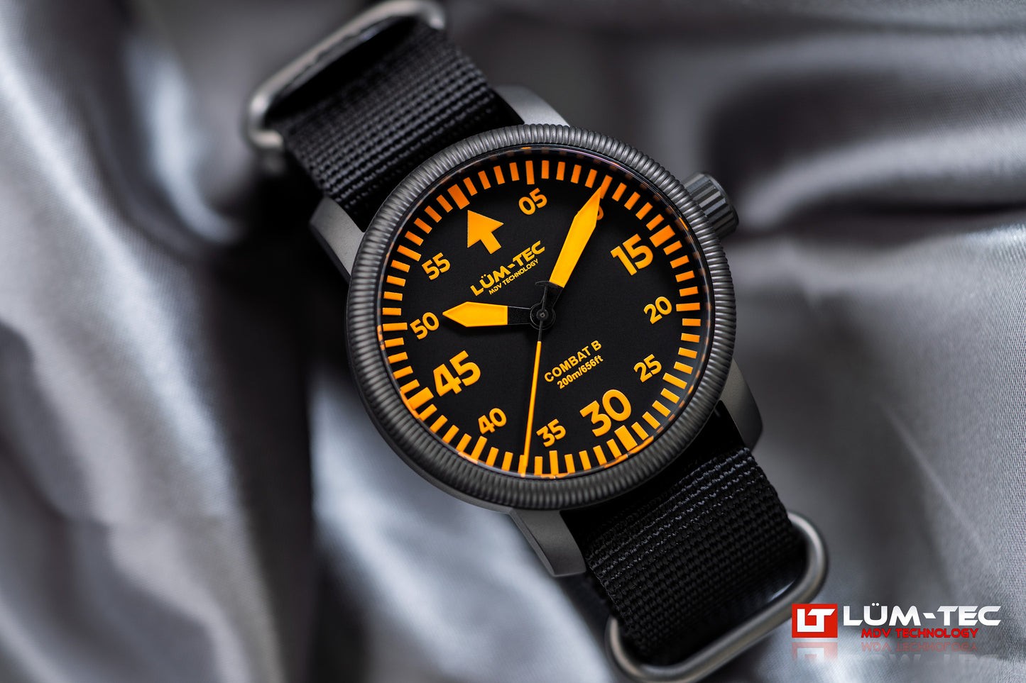 Lum-Tec Mens Watch Combat B71 Orange Dial, Military-grade PVD Hard Coating