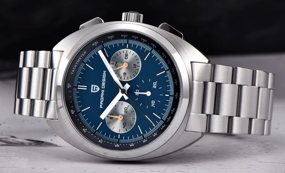 Pagani Design 1782 39mm Retro Turtle Styled Chronograph Sapphire 24hr Seiko VK63