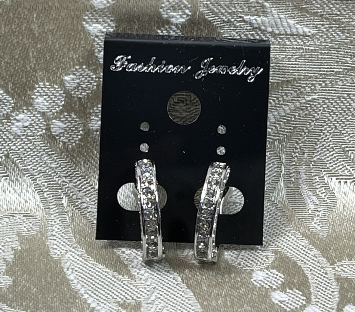 Rhinestone Small Hoop Silver Fashion Bohemian Casual Fun Earrings