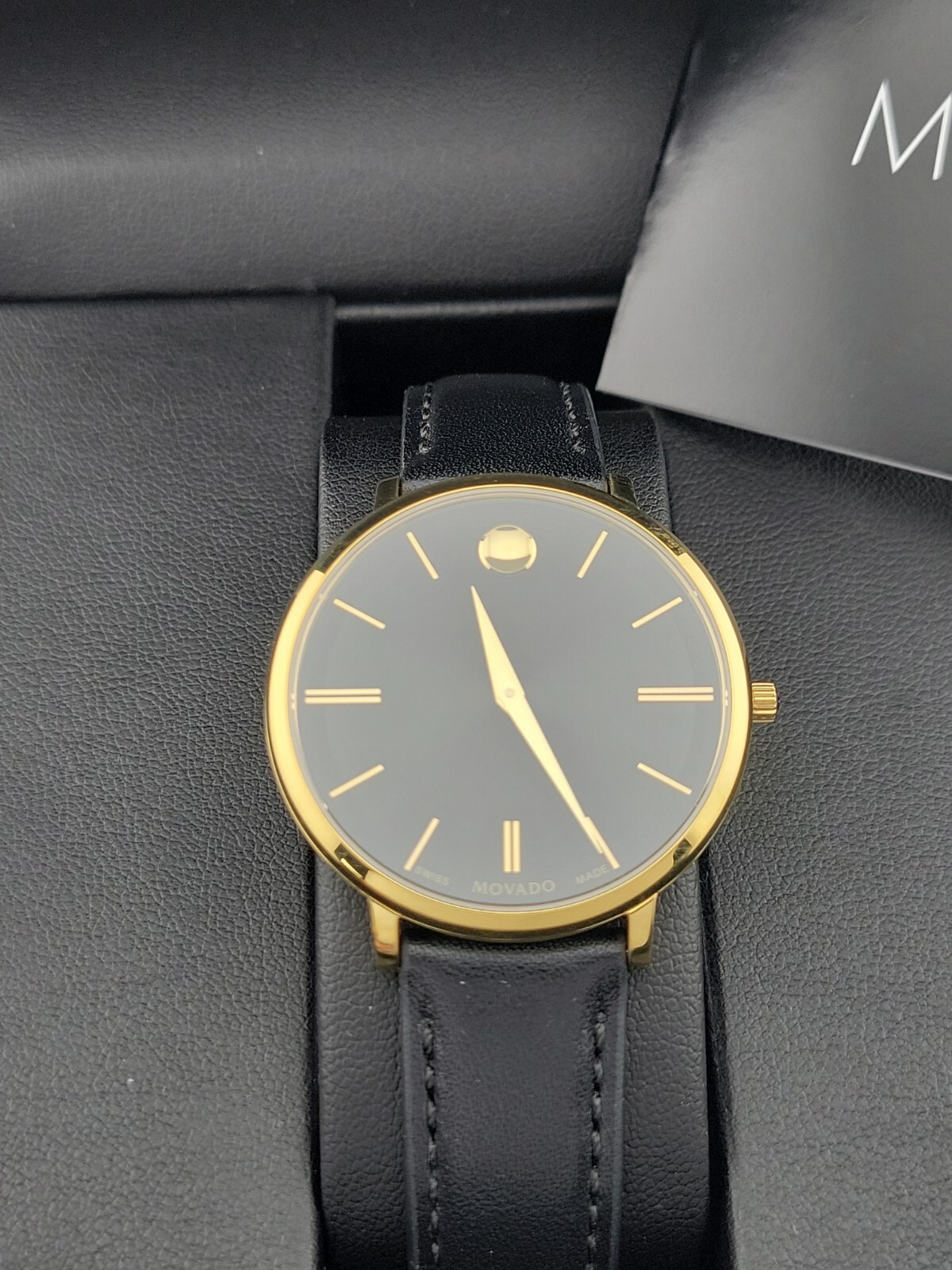 Movado Women’s Ultra Slim Leather Strap Black Dial Watch 0607091 ($795 MSRP)