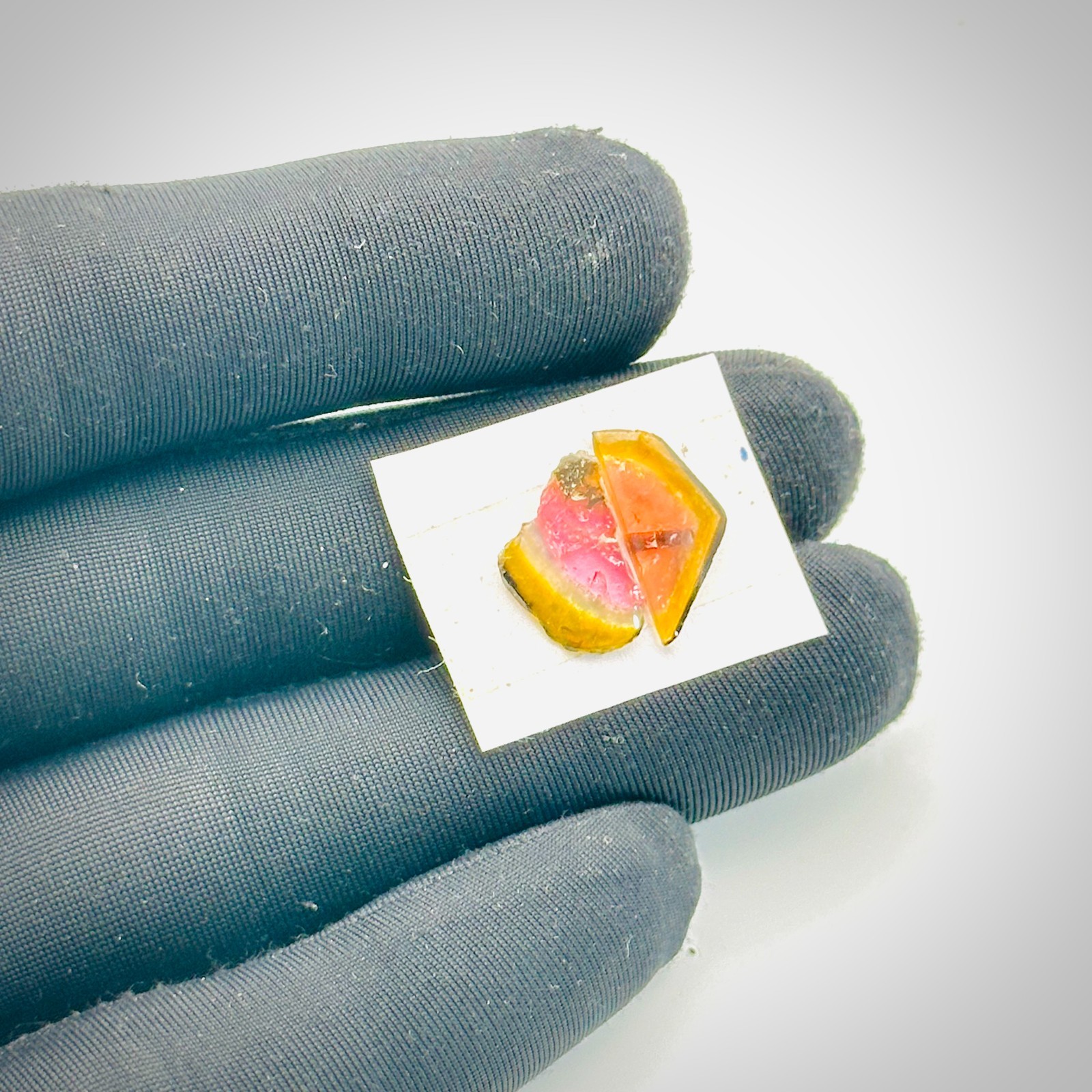 Natural Tourmaline Slice Pair, Raw Watermelon Tourmaline Loose Gemstone 4Ct 15×7