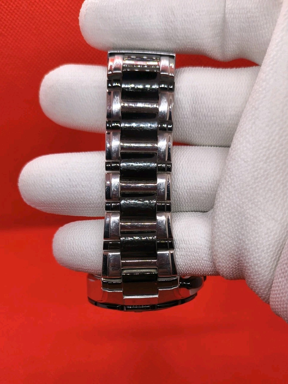 Bulova Marine Star Chronograph Wrist Watch C975505 Stainless Steel Black 2 tone