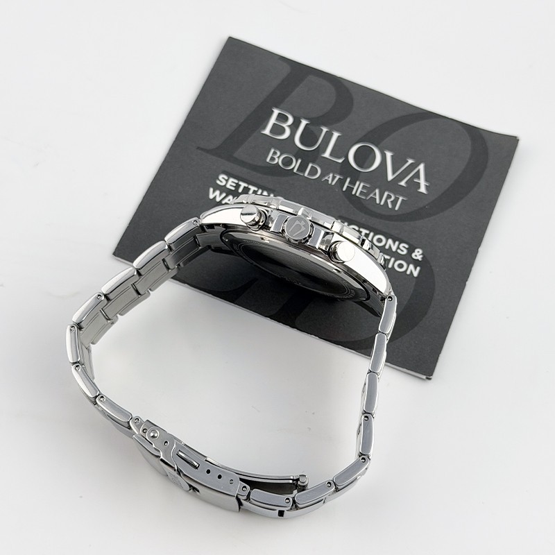 Bulova Marine Star Blue Dial 96B256 Steel Men Quartz Watch 43mm Chronograph