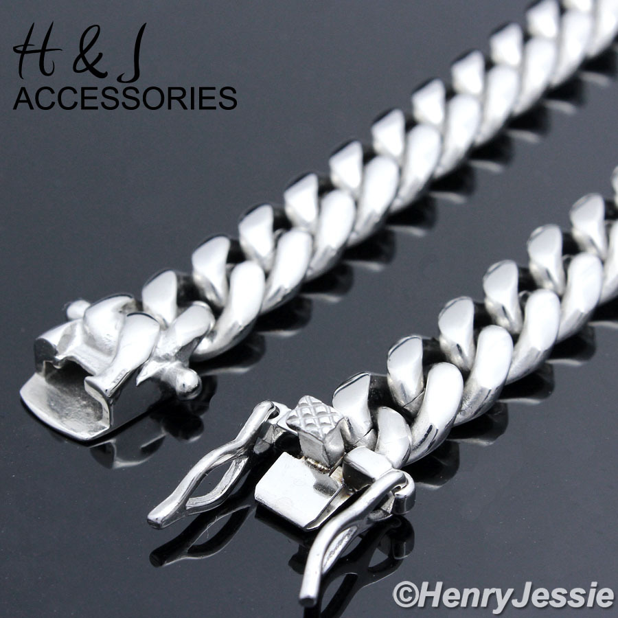 18-40″MEN 316 L Stainless Steel 10mm Silver Miami Cuban Curb Chain Necklace*N154