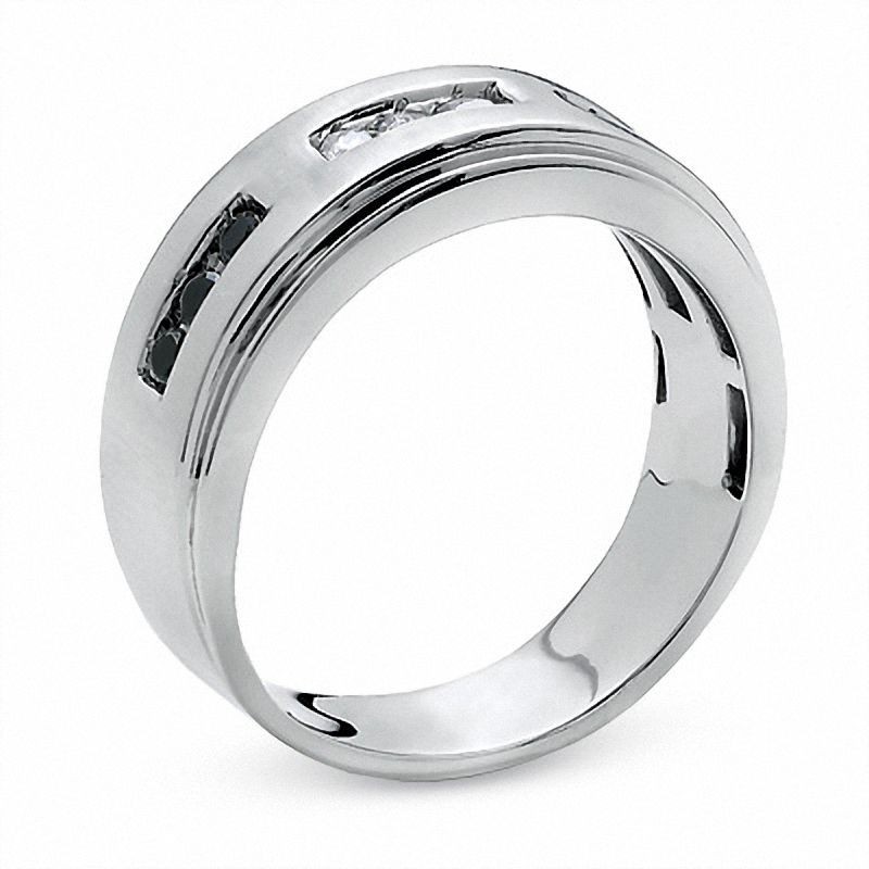 0.27Ctw Black & White Round Cut CZ Men’s Engagement Wedding Ring In 925 Silver