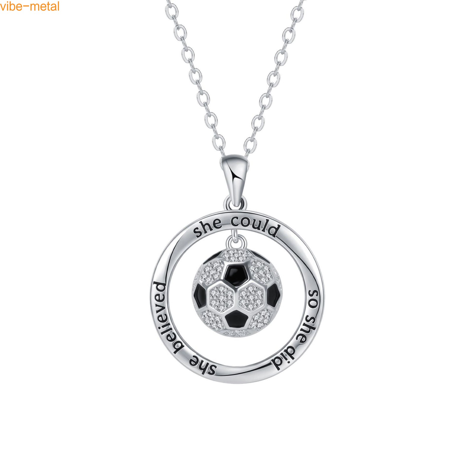 Alloy‑Plated Soccer Ball Pendant Cross Necklace Women Gift for Football Fans
