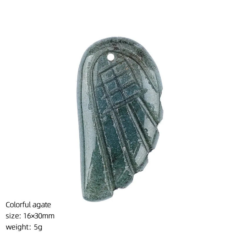 6PCS 16x30mm Angel Wing Carved Stone Pendant DIY Jewelry Necklace Making Charm
