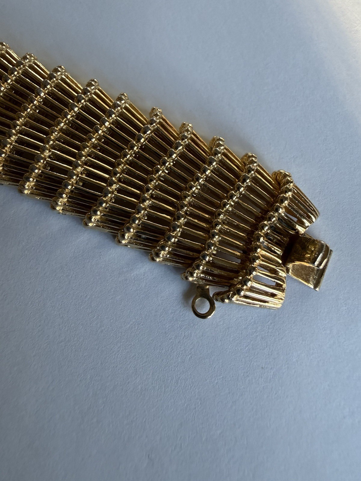 vintage MARCEL BOUCHER Gold Tone Textured Ladies Bracelet Mid Century AS IS