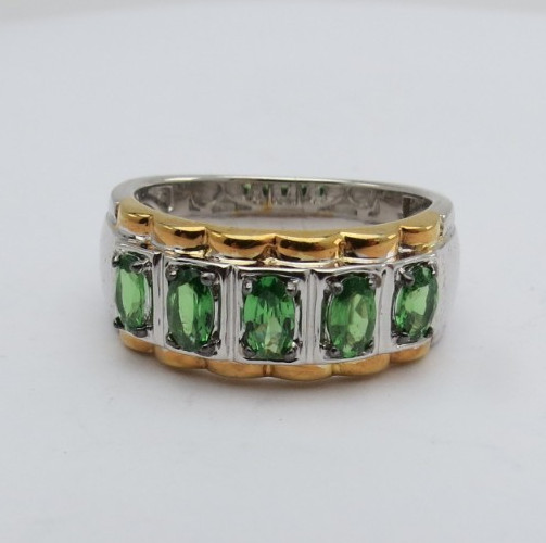 Michael Valitutti Five Stone Chrome Diopside Sterling Silver Palladium Ring S 10