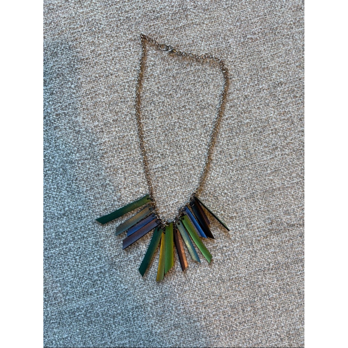 Multicolor Green Blue Pendant Fringe Necklace – Women Jewelry
