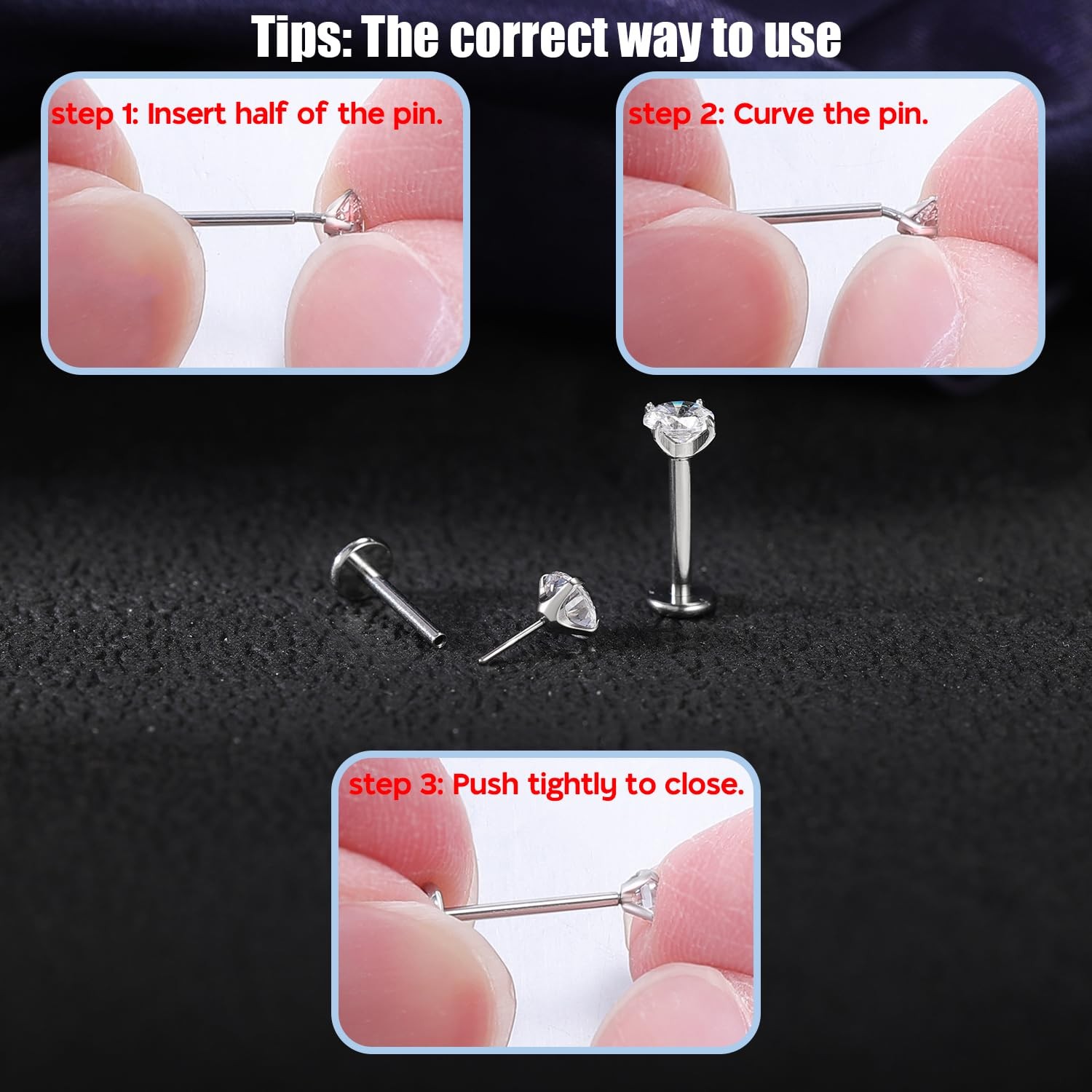 13Pcs 20G/18G/16G Flat Back Earrings Stud 316L Surgical Stainless Steel Threa…