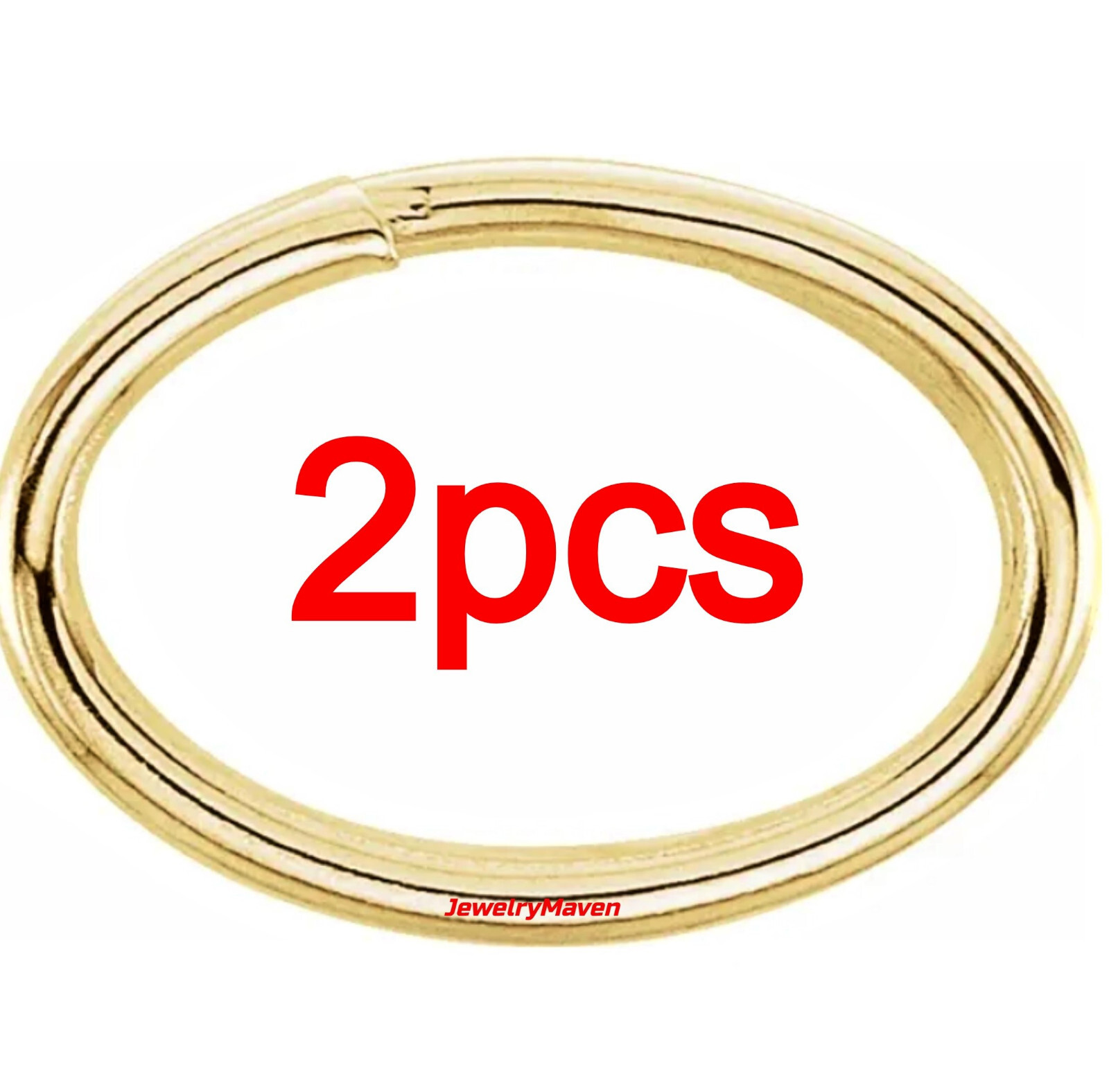 TWO (2) 4.8×6.8mm OD 14k Solid Yellow Gold Oval Split Jump Ring Keychain Charm