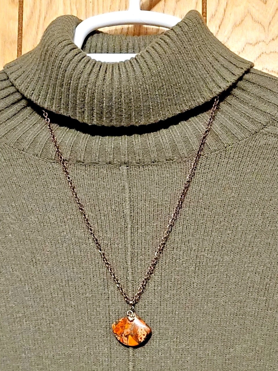 Maligano Jasper Pendant on Copper Chain Necklace 25″ with 3″ Extension