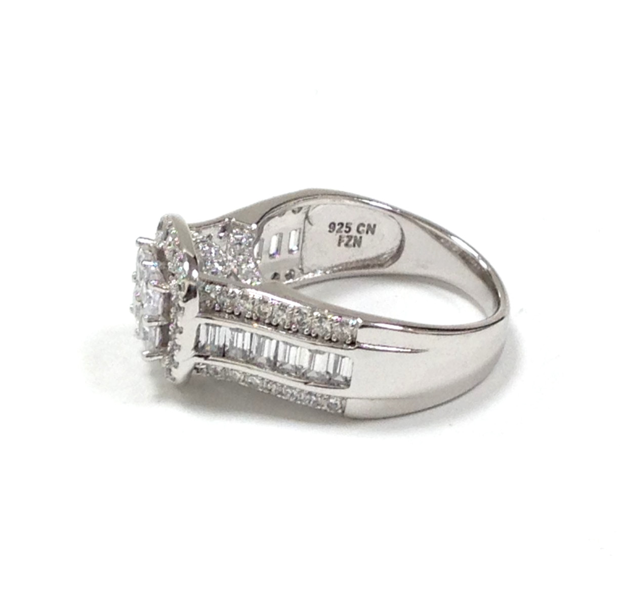 FZN Fuzion Creations 925 Sterling Silver Quad Princess-Cut Clear CZ Ring Size 4