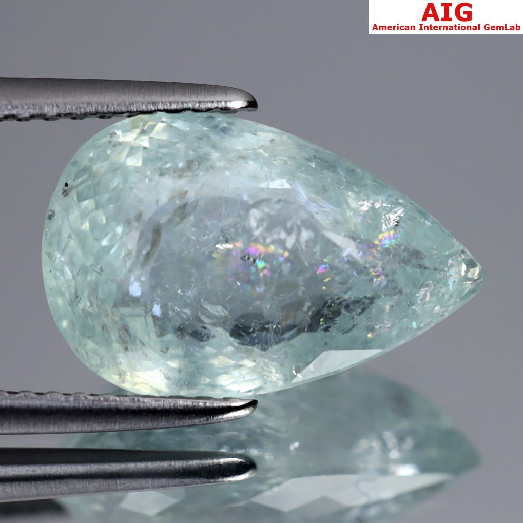 5.36 ct AIG CERTIFIED PEAR (13.99 x 9.02 mm) COPPER BEARING PARAIBA TOURMALINE