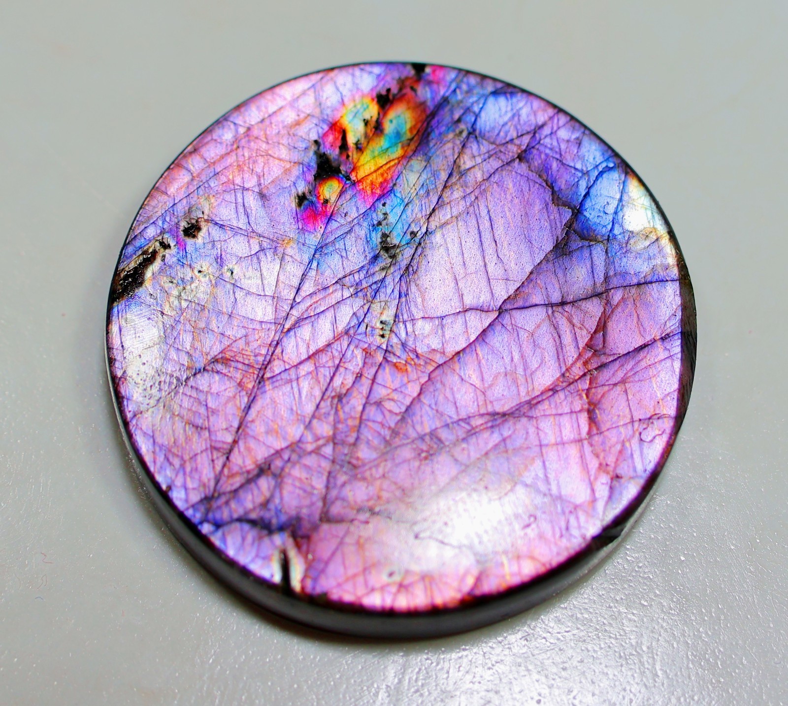 86 Ct 6X37X37 mm Natural Purple Fire Labradorite Round Cabochon Gemstone SE-186