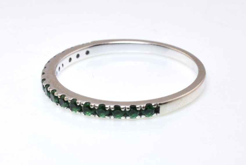 Emerald Stacking Band Ring in 14k White Gold .35 Carats Size 5.5