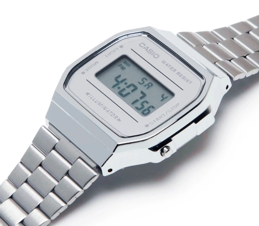 Casio Vintage Digital Full Silver Stainless Steel Unisex Watch A168WEM-7
