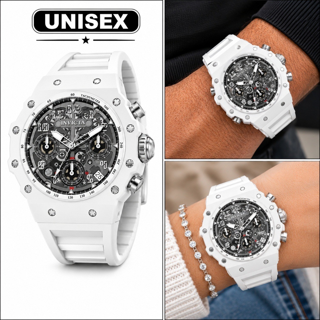 Invicta Racing Valyron Watch Unisex 41mm, White New