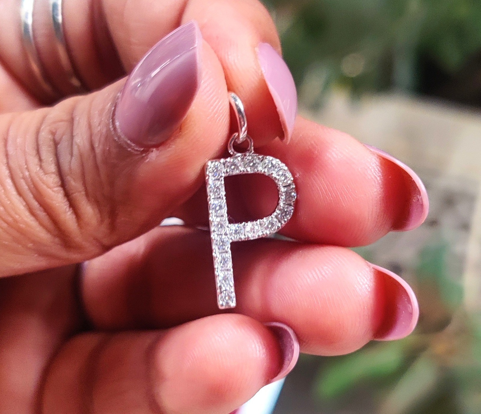 2Ct Round Lab Created Diamond Initial “P” Letter Pendant 14k White Gold Plated