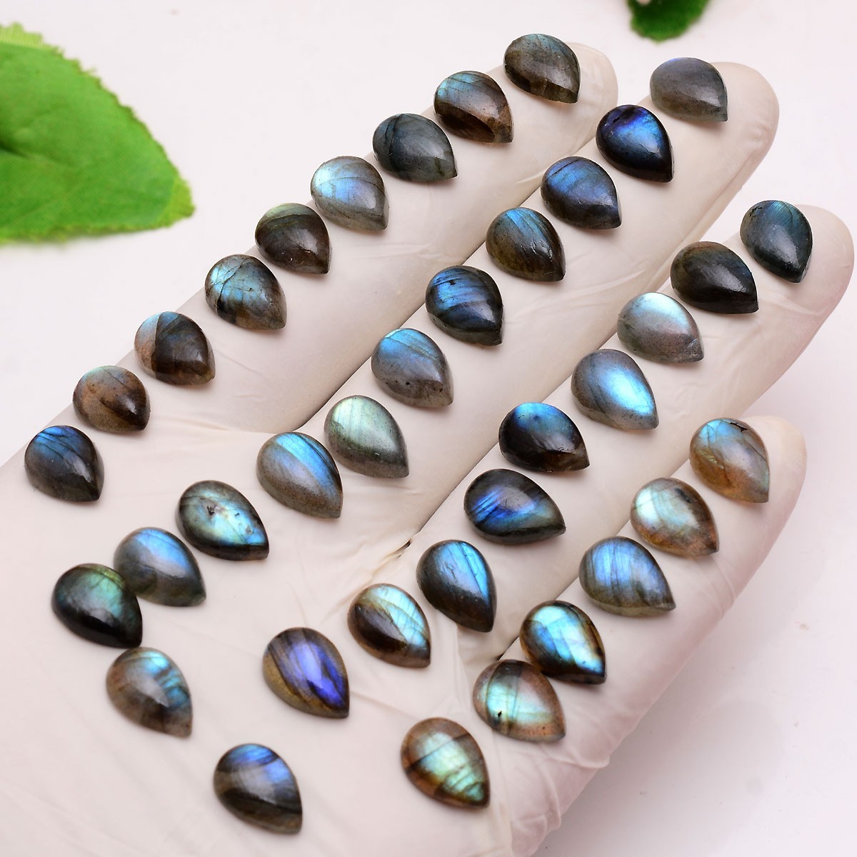 37 Pcs Natural Labradorite Blue Fire 13mmx9mm Untreated Flashy Loose Gemstones