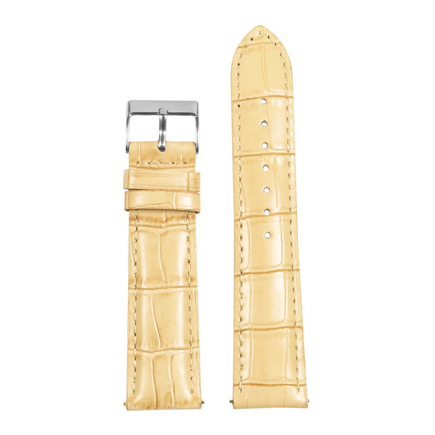 Strapsco Men’s Leather Crocodile Embossed Watch Band Strap Quick Release 20mm