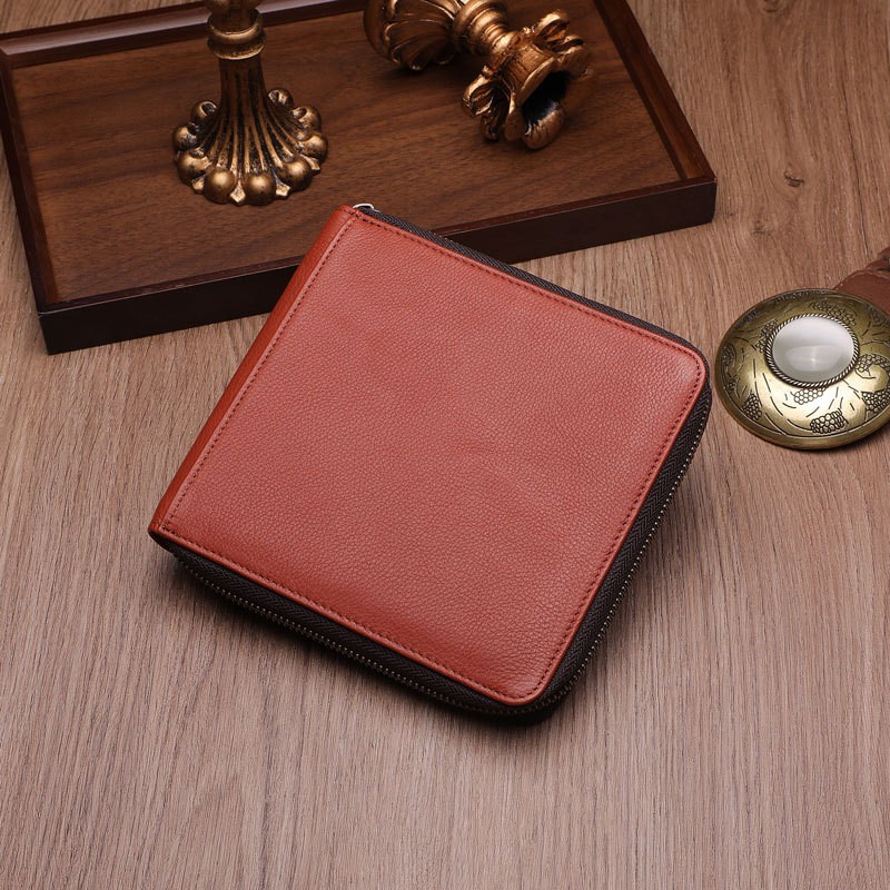 Luxe Brown Cowhide Genuine Leather Watch Organiser Travel Watch Storage Bag Box