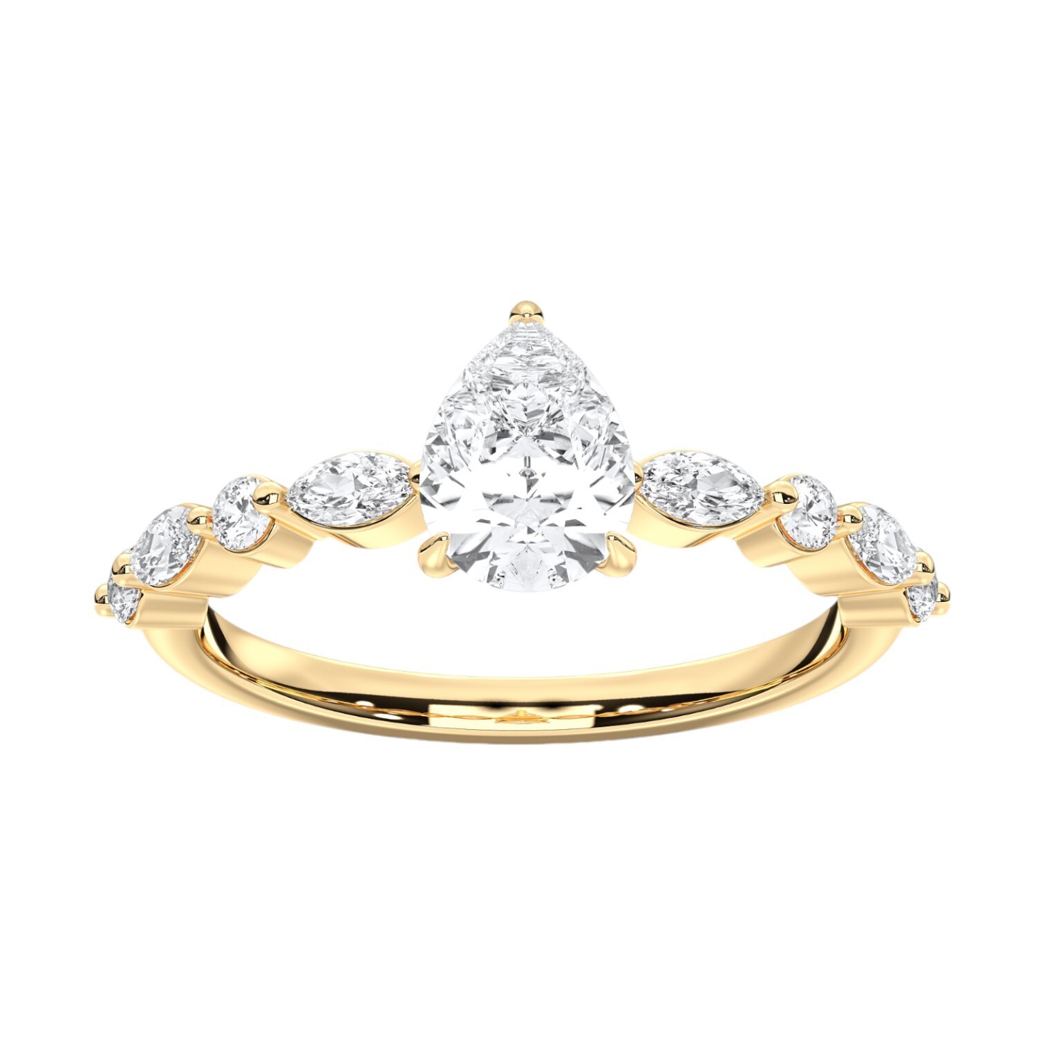 Ananta Jewels 1.35Ct Pear Cut Moissanite Engagement Ring in 925 Silver for Women