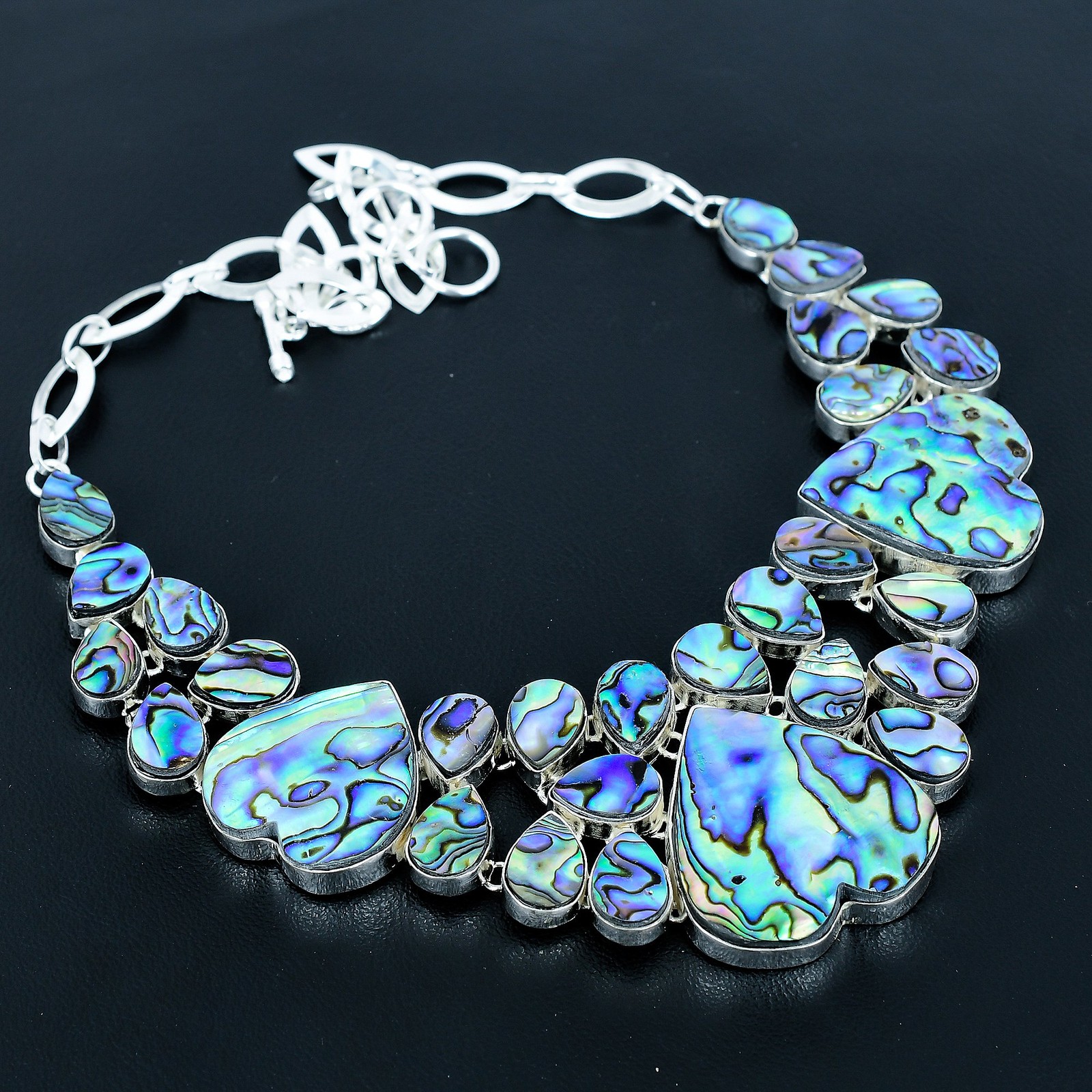 Abalone Shell Gemstone 925 Sterling Silver Handmade Jewelry Necklace 18″ VJ 1411